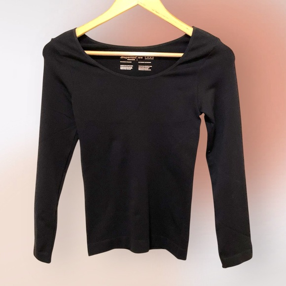 Shapermint Essentials Black Long Sleeve Shaping T-Shirt Size M NEW - Picture 3 of 8